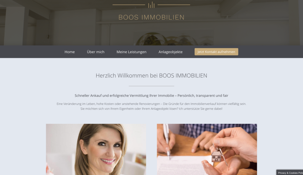 Website der Boos Immobilien GmbH